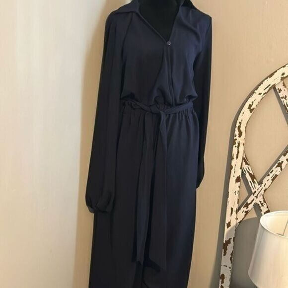 Cupshe Pants - NWT Cupshe Womens Size Medium Navy Long Sleeve Collared V Neck Jumpsuit  B